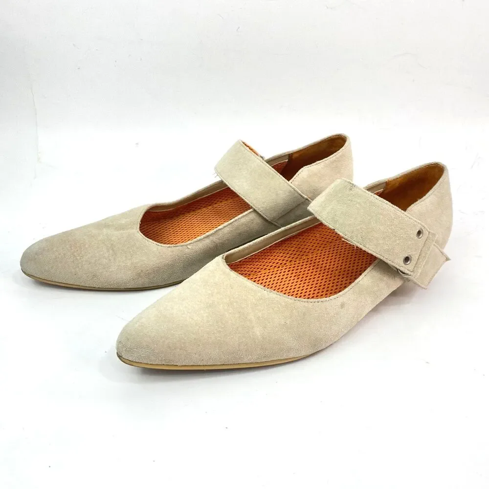 Rocket Dog Leather Nubuck Neutral Beige Loafer Flats Straps Pointed Toe Career